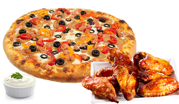 1-Large Pizza • 20 Wings