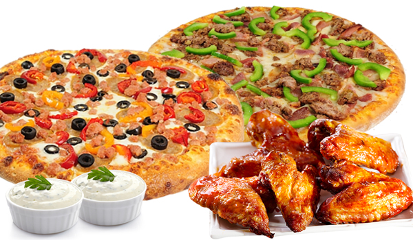 2-Medium Pizza • 20 Wings